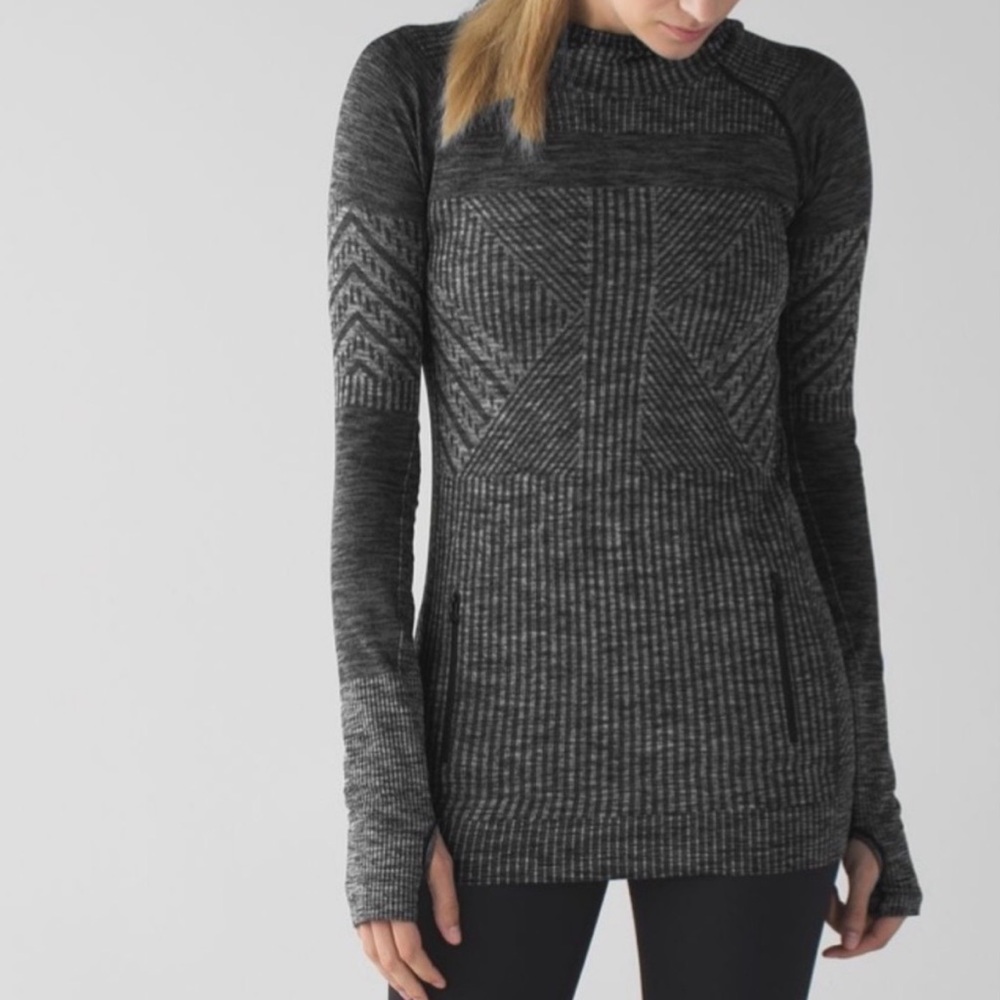 Lululemon Rest Less Hoodie- Woman Size 4 - Heathered Black - EUC - Seamless